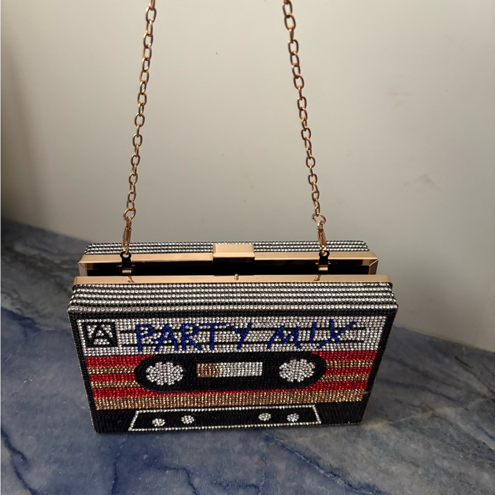 Retro Cassette mix tape Crystal Clutch purse - Picture 3 of 8